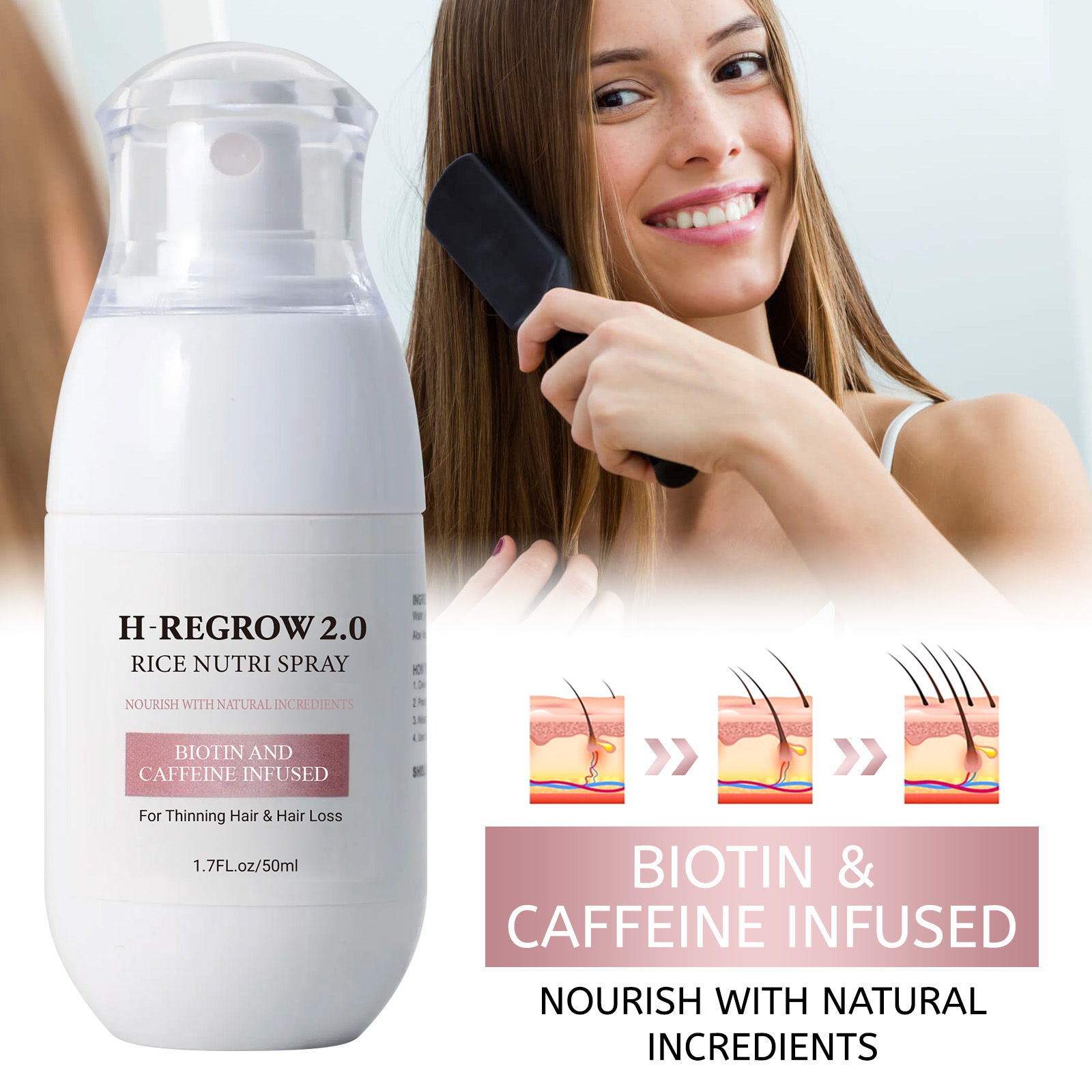 Hair Care Korean Products - สเปรย์กระตุ้นการเจริญเติบโตของเส้นผม 1-5 ชิ้น 50 มล. -