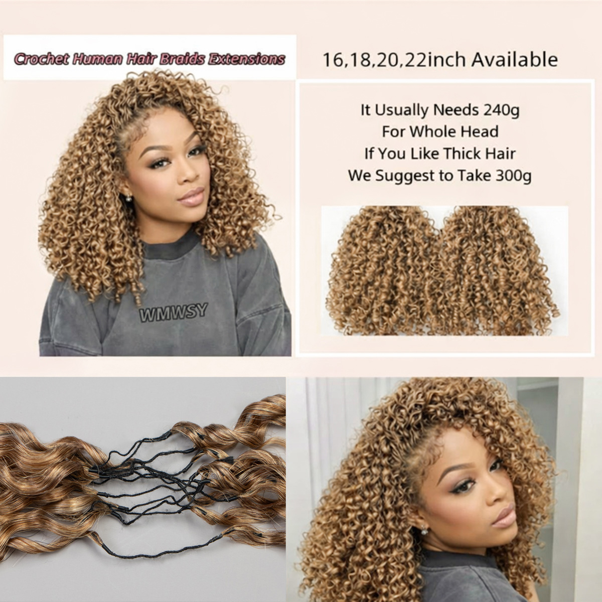 ผมต่อแบบโครเชต์สีบลอนด์น้ำผึ้ง - Hair Care Honey บทวิจารณ์และราคา