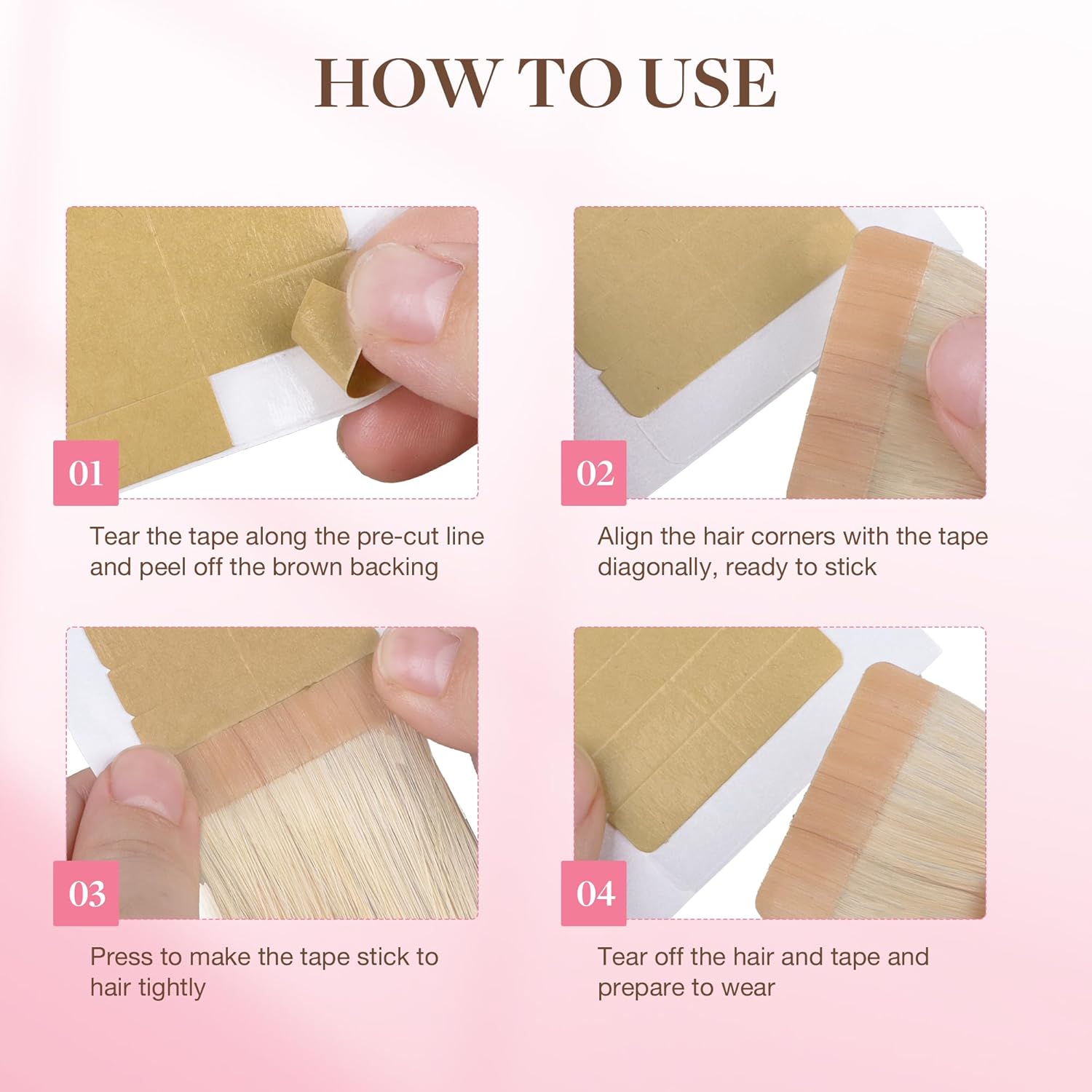 72 แท็บ (6 แผ่น) เทปต่อผม เทปก - Hair Extension Tape In บทวิจารณ์และราคา